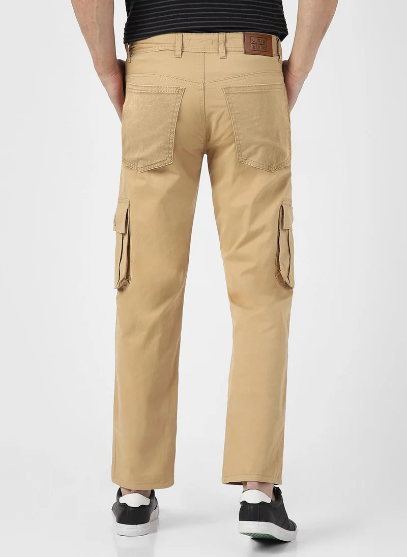 Urbano Fashion  Urbano Fashion Men's Beige Regular Fit Solid Cargo Chino Pant with 6 Pockets for Men | Best Price UAE